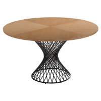 Estila Škandinávsky okrúhly jedálenský stôl Nordica Clara z dreva svetlo hnedej farby s čiernou 