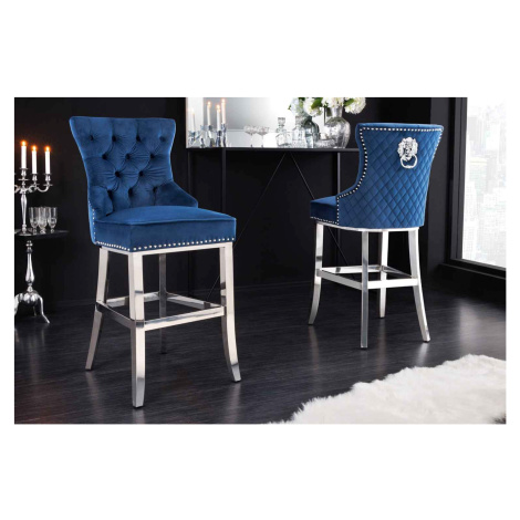 LuxD Dizajnová barová stolička Queen Levia hlava kráľovská modrá
