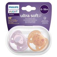 PHILIPS AVENT Cumlík Ultrasoft Premium zvieratko 6-18m dievča 2 ks