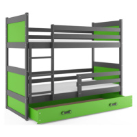 Detská poschodová posteľ RICO 200x90 cm Zelená Sivá
