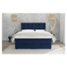 Tmavomodrá čalúnená dvojlôžková posteľ s úložným priestorom 200x200 cm Flip – Ropez