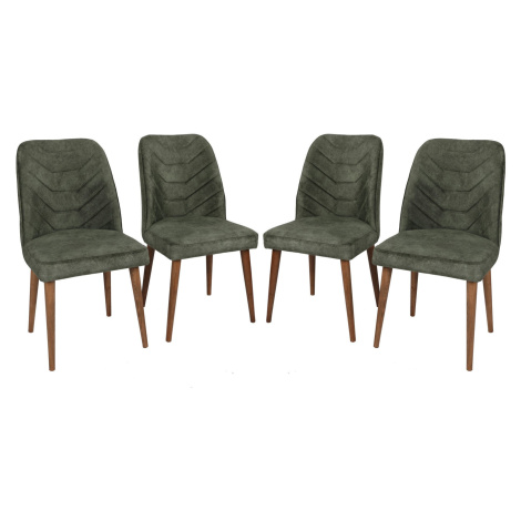 Súprava 4 ks jedálenských stoličiek Dallas olivovo zelená/orech Kalune Design
