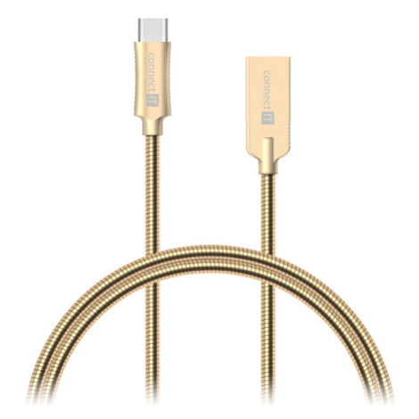 Kabel Wirez Steel Knight USB-C - USB-A, zlatá CONNECT IT