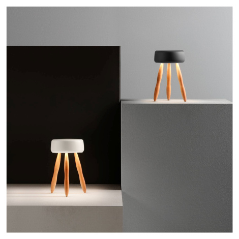 OLEV Drum dizajn stolná lampa batéria drevo/čierna