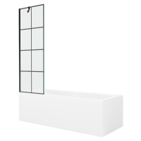 MEXEN/S - Cubik obdĺžniková vaňa 160 x 70 cm s panelom + vaňová zástena 60 cm, čierna vzor 55031