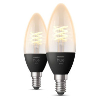 Philips HUE Bluetooth 2x žiarovka LED E14 filament sviečka 4.5W 300lm 2100K