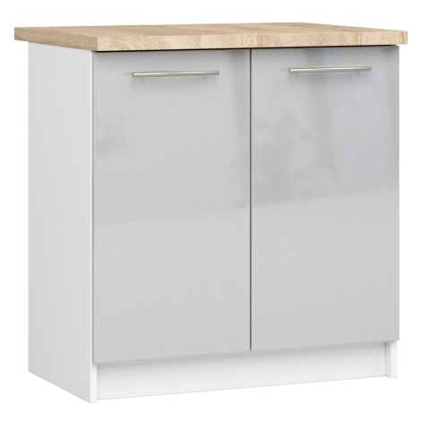 Kuchyňská skříňka Olivie S 80 cm 2D bílá/metalický lesk/dub sonoma
