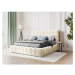 Béžová čalúnená dvojlôžková posteľ s úložným priestorom s roštom 180x200 cm Bali – Cosmopolitan 