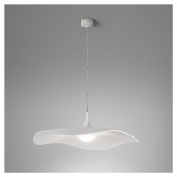 Bover LED závesná lampa Mediterránia, biela, Ø 52 cm, látka