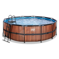 Bazén s pieskovou filtráciou Wood pool Exit Toys kruhový oceľová konštrukcia 450*122 cm hnedý od