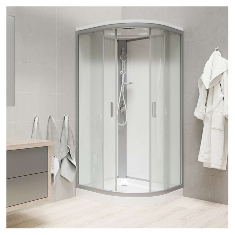 Mereo Sprchové boxy - Sprchový box 90x90 cm, so strieškou, satin/biela/sklo Point CK35122KBSW