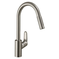 Drezová batéria Hansgrohe Focus M41 s vyťahovacou spŕškou, 2 prúdy vzhľad nerezu 31815800