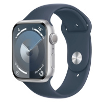 APPLE WATCH SERIES 9 GPS 45MM SILVER ALUMINIUM CASE WITH STORM BLUE SPORT BAND - S/M, MR9D3QC/A