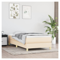 vidaXL Posteľný rám boxspring s matracom krémový 90x190 cm látka