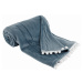 KONDELA Akra plyšová deka s brmbolcami 130x150 cm modrá