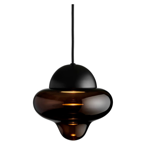 Závesné svetlo LED Nutty, hnedá / čierna, Ø 18,5 cm, sklo