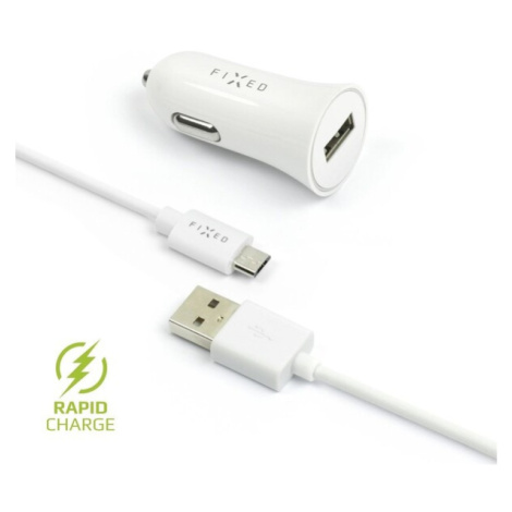 FIXED Rapid Charge autonabíjačka s odnímateľným MicroUSB káblom, 2,4A biela