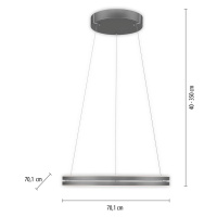 PURE LED závesné svetlo E-Loop, sivé, Ø 70 cm, hliník, CCT