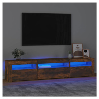 vidaXL TV skrinka s LED svetlami dymový dub 195x35x40 cm