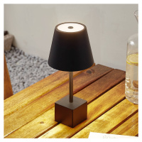 Lindby LED dobíjacia stolová lampa Janea CUBE, čierna, kov