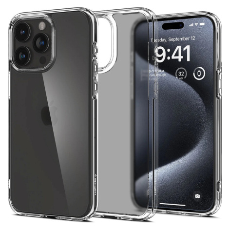 Apple iPhone 15 Pro, Plastový zadný kryt + silikónový rám, Spigen Ultra Hybrid Matte, priesvitný