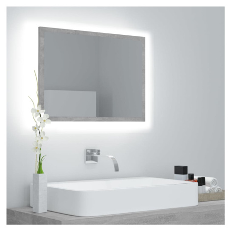 vidaXL Kúpeľňové zrkadlo s LED, betónovo sivé 60x8,5x37 cm akryl