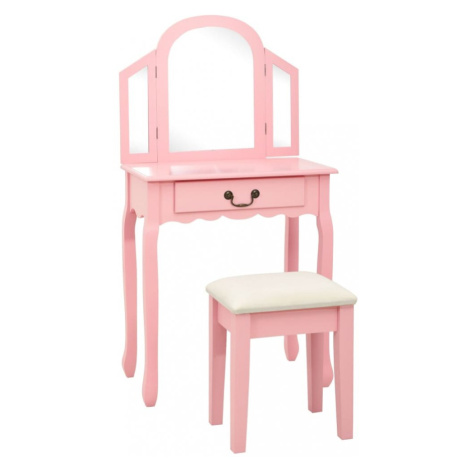 Toaletný stolík s taburetom Dekorhome Ružová vidaXL