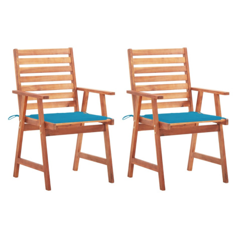 vidaXL Vonkajšie jedálenské stoličky s podložkami 2 ks masívna akácia