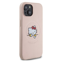 Plastové puzdro Hello Kitty na Apple iPhone 15 HKHMP15SPMHSKP PU Kitty Asleep Logo MagSafe ružov