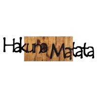 Nástenná drevená dekorácia HAKUNA MATATA hnedá/čierna