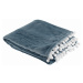 KONDELA Akra plyšová deka s brmbolcami 130x150 cm modrá