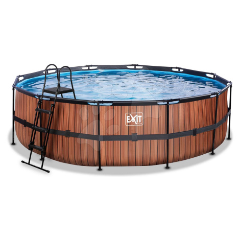 Bazén s pieskovou filtráciou Wood pool Exit Toys kruhový oceľová konštrukcia 488*122 cm hnedý od