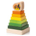 Cubika Drevená skladačka Farebná pyramída sa sliepočkou 8 dielov