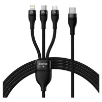 Kábel 3in1 USB cable Baseus Flash Series 2, USB-C + micro USB + Lightning, 100W, 1.5m (black)