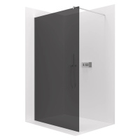 CERANO - Sprchová zástena Walk-in Onyx Round Ľ/P - 8 mm - okrúhla vzpera - chróm, grafitové sklo