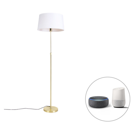 Inteligentná stojaca lampa zlatá s ľanovým tienidlom biela 45 cm vrátane Wifi A60 - Parte QAZQA