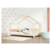 Benlemi Detská posteľ domček LUCKY so zábranou Zvoľte farbu: Nelakovaná, Zvoľte rozmer: 70x160 c