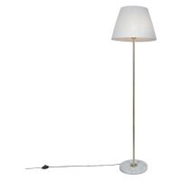 Retro stojaca lampa mosadz so skladaným tienidlom krémová 45 cm - Kaso