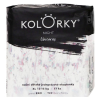 KOLORKY NIGHT Unicorns, XL (12-16 kg), Nočné jednorazové eko plienky 17 ks