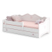 NABBI Elin detská posteľ s matracom a úložným priestorom 80x160 cm biela / ružový vzor