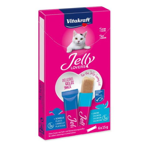 Pochúťka Vitakraft Jelly Lovers losos a treska 6x15g