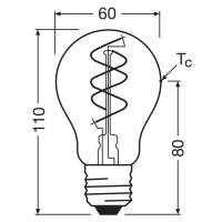 OSRAM LED Vintage E27 8W 2 200K špirálové vlákno číre tmavé