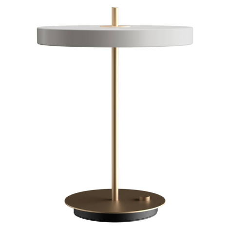 Stolná LED lampa UMAGE Asteria Table, USB, svetlo sivá/mosadz