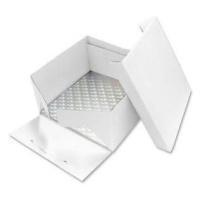Podložka tortová strieborná štvorec 30,5 cm × 30,5 cm + tortová škatuľa s vekom - PME