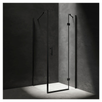 OMNIRES - MANHATTAN štvorcový sprchovací kút s krídlovými dverami, 100 x 100 cm čierna mat / tra