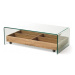 Estila Moderný sklenený konferenčný stolík Alize s úložným priestorom z dreva na kolieskach 110c