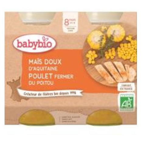 BABYBIO Menu sladká kukurica s kuracím mäsom (2x 200 g)