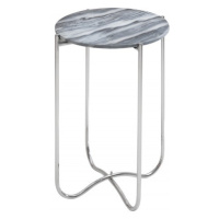 Estila Art-deco luxusný príručný stolík Jaspe so sivou mramorovou doskou a striebornou konštrukc
