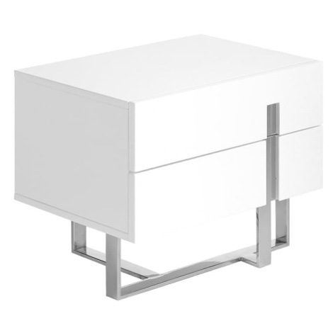 Estila Lakovaný moderný nočný stolík Forma Moderna s chrómovým detailom 60cm