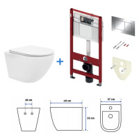 Tece Carlo, sada závesné WC Rea Carlo 49x37 cm + inštalačný modul pod omietku Tece, TEC-9400412-